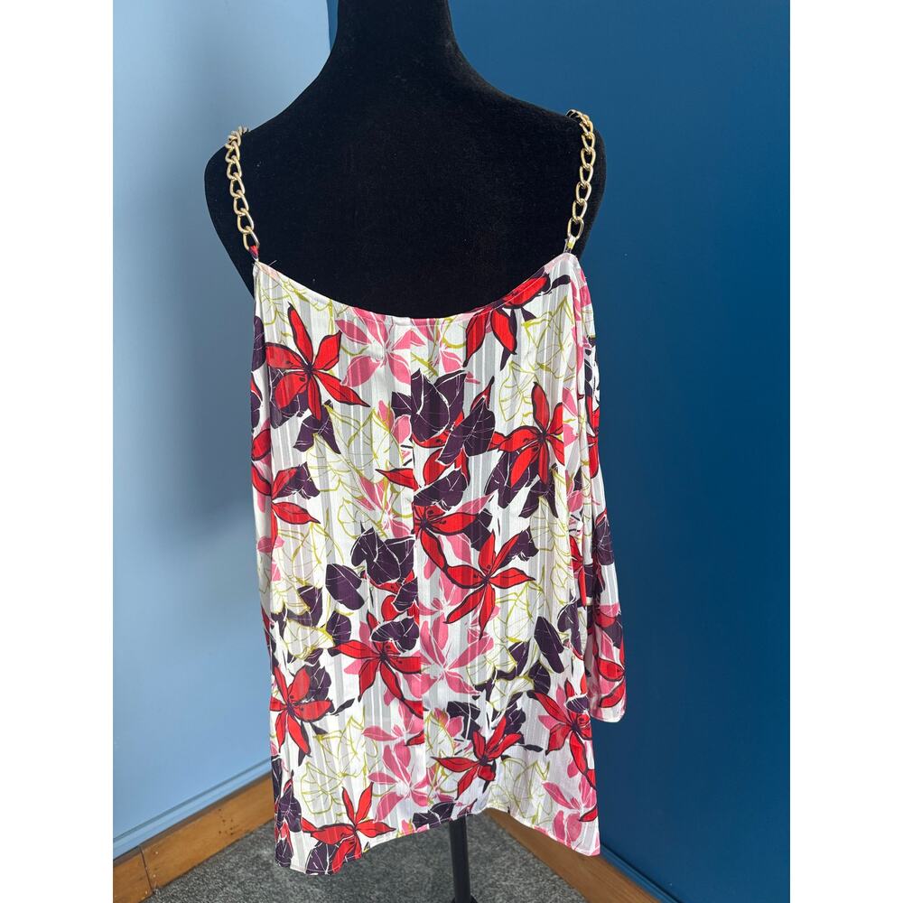 Bold Elements Floral Cold Shoulder Blouse Gold Chain Straps XXL - Picture 2 of 9